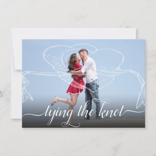 De knoop vastmaken | Modern hart lint bruiloft Save The Date (Voorkant)