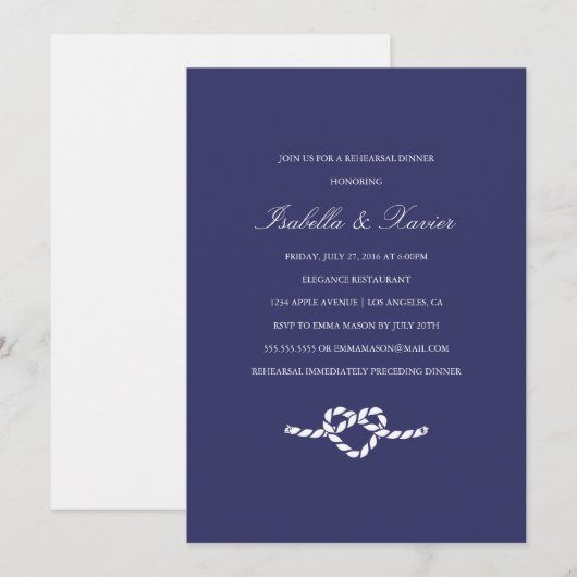 De knoop vastmaken | Repetitie diner Kaart (Voorkant / Achterkant)