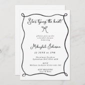 De Knoop Zwart & Wit Bow Vrijgezellenfeest vastbin Kaart (Voorkant / Achterkant)