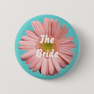De knop Bride, Roze gerbera Ronde Button 5,7 Cm
