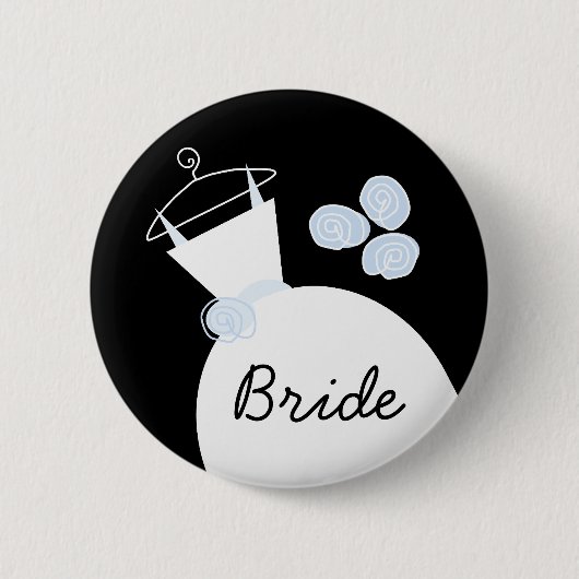 De knop 'Bride' van het huwelijk is zwart Ronde Button 5,7 Cm (Voorkant)