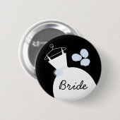 De knop 'Bride' van het huwelijk is zwart Ronde Button 5,7 Cm (Voorkant /achterkant)