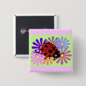 De knop Ladybug omdraaien Vierkante Button 5,1 Cm (Voorkant /achterkant)