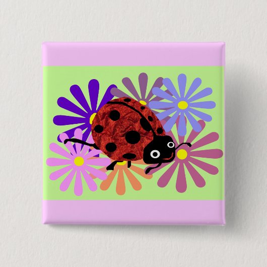 De knop Ladybug omdraaien Vierkante Button 5,1 Cm (Voorkant)