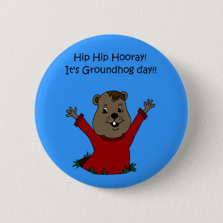 De knop op de grondhog ronde button 5,7 cm
