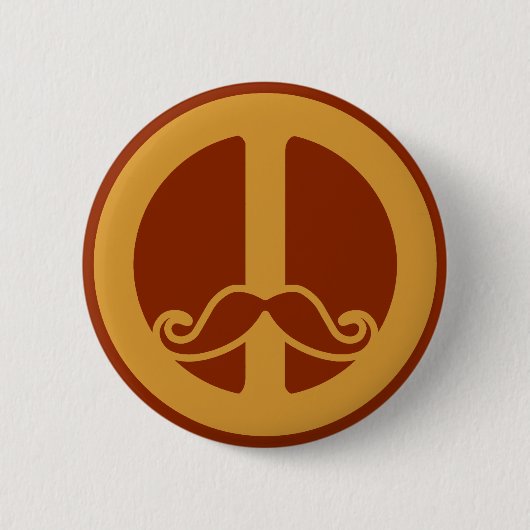 De knop Peace Stache Ronde Button 5,7 Cm (Voorkant)
