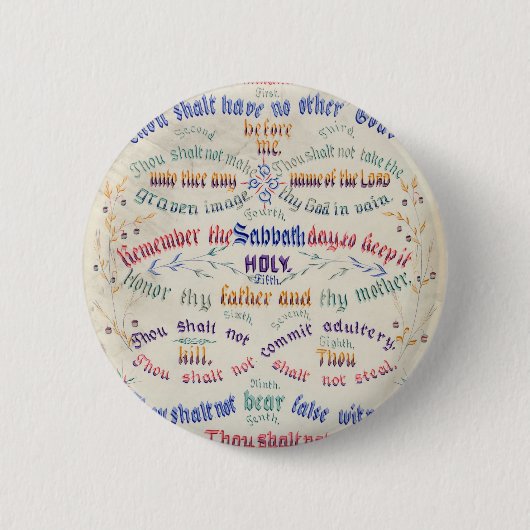 De knop Tien geboden Ronde Button 5,7 Cm (Voorkant)