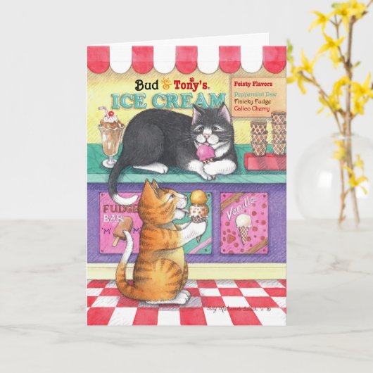 De Knop & Tony Notecard van de Verjaardag van het Kaart (Gele Bloem)