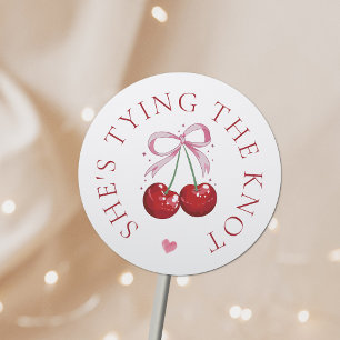 De Knot Chic Modern Cherry Vrijgezellenfeest binde Ronde Sticker