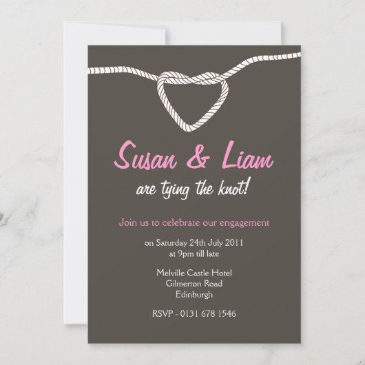 De Knot Engagement Party - roze binden Kaart (Voorkant)