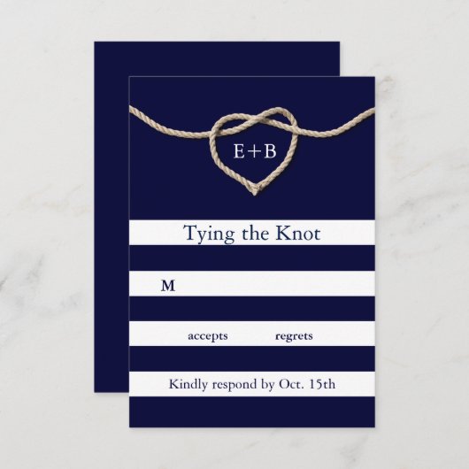 De Knot Navy RSVP vastbinden (Voorkant / Achterkant)