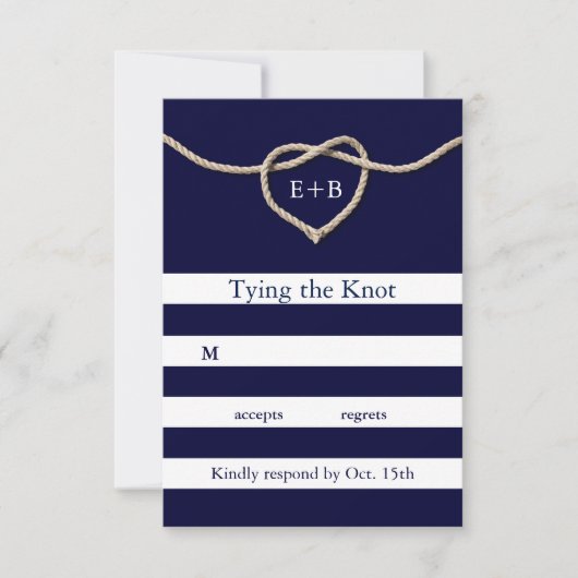 De Knot Navy RSVP vastbinden Kaartje (Voorkant)