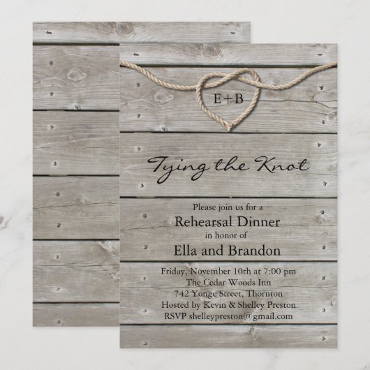 De Knot Repetial Dinner Uitnodiging vastbinden (Voorkant / Achterkant)