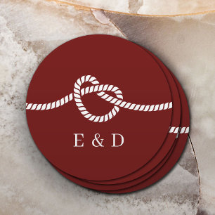 De Knot Rope Heart Red Wedding binden Ronde Kartonnen Onderzetter