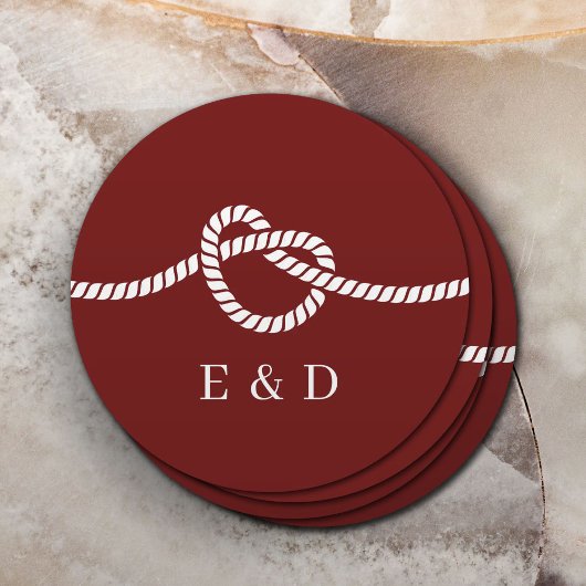De Knot Rope Heart Red Wedding binden Ronde Kartonnen Onderzetter
