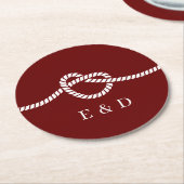 De Knot Rope Heart Red Wedding binden Ronde Kartonnen Onderzetter (Gebogen)