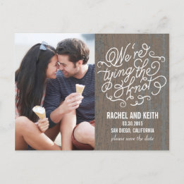 De Knot Save the Date Card - Robuuste Bark Aankondigingskaart