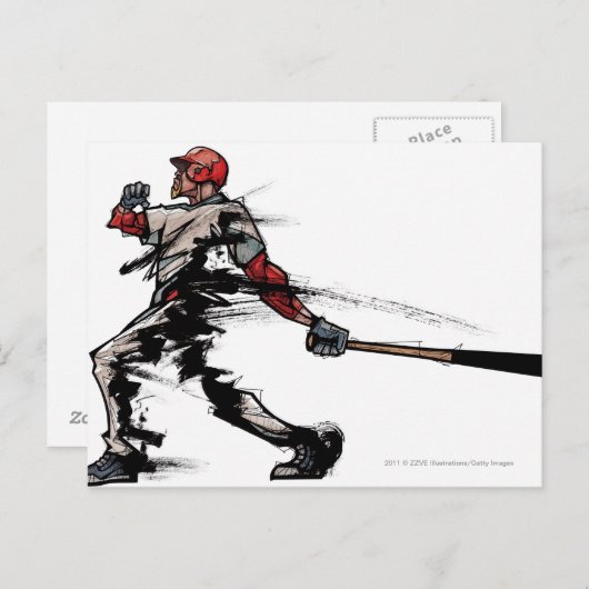 De knuppel van de de spelerholding van het briefkaart (Voorkant / Achterkant)