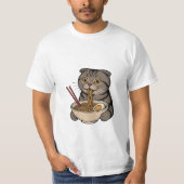 De Knusse Kat die Noedels Slurpt T-shirt (Voorkant)