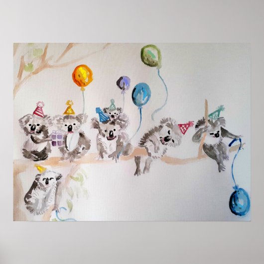 De Koala Beer Verjaardagsfeest Kind Poster (Voorkant)