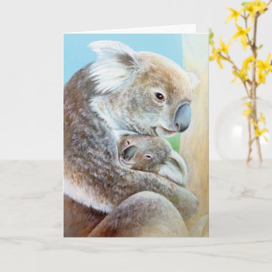 "De Koala knuffel" portret fine art kaart (Gele Bloem)