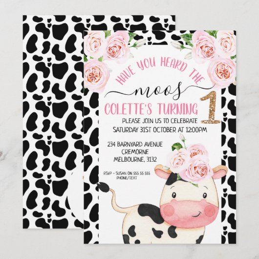 De koe Druk heeft u de dierentuinen van de eerste  Kaart (Voorkant / Achterkant)