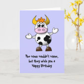 De Koe kon niet met Happy Birthday komen Kaart (Gele Bloem)