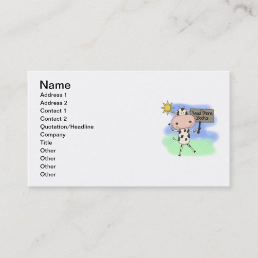 De koe las Meer Boeken Visitekaartje (Voorkant)