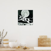 de Koe sloeg over de moon - lithograafdruk Poster (Keuken)