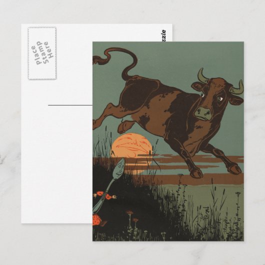 De koe springt over de maan briefkaart (Voorkant / Achterkant)