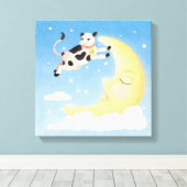 De Koe trok over de maan Canvas Afdruk (Insitu (Houten vloer))
