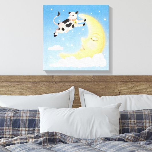 De Koe trok over de maan Canvas Afdruk (Insitu (Slaapkamer))