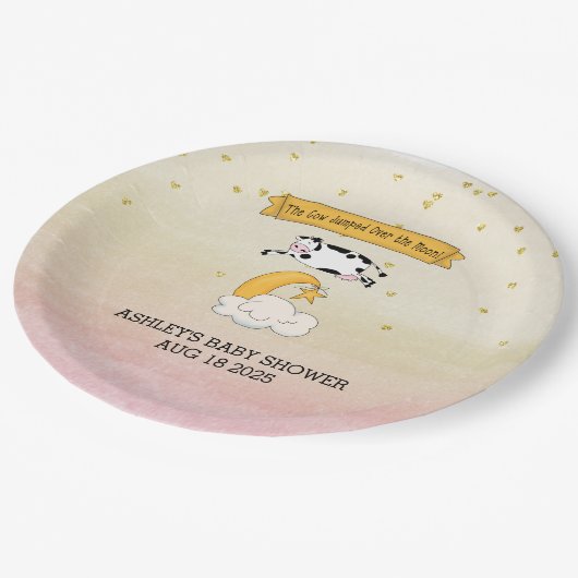 De Koe trok zich over het moonboek papier Papieren Bordje (Gekanteld)