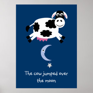 De Koe van Cute sprong over het maan poster