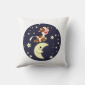 De Koe van de Cartoon die over de motorpijp spring Kussen (Achterkant)