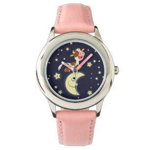 De Koe van de cartoon kwam over de maan kijken Horloge