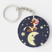 De Koe van de cartoon springt over de maan AcrylSl Sleutelhanger (Voorkant)