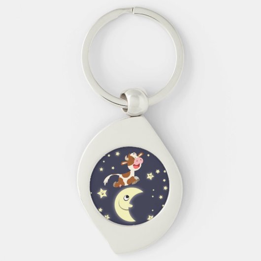 De Koe van de cartoon trok over de metale Sleutelh Sleutelhanger (Voorkant)