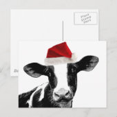 De Koe van de kerstman - Melkkoe die het Pet van Feestdagenkaart (Voorkant / Achterkant)
