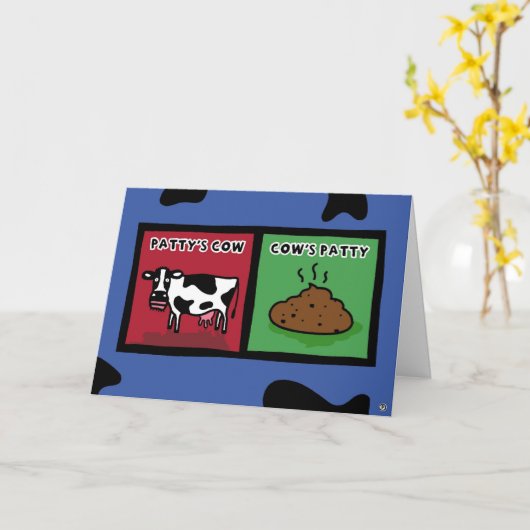 de koe van het pasteitje kaart (Gele Bloem)