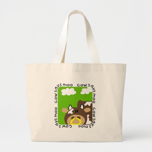 De koe zegt Moo T-shirts en Giften Grote Tote Bag (Voorkant)