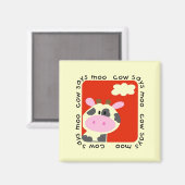 De koe zegt Moo T-shirts en Giften Magneet (Voorkant / Achterkant)