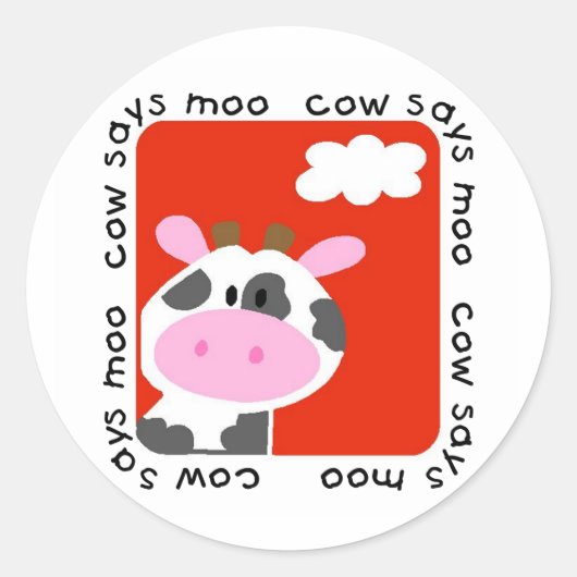 De koe zegt Moo T-shirts en Giften Ronde Sticker (Voorkant)