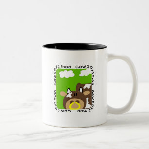 De koe zegt Moo T-shirts en Giften Tweekleurige Koffiemok