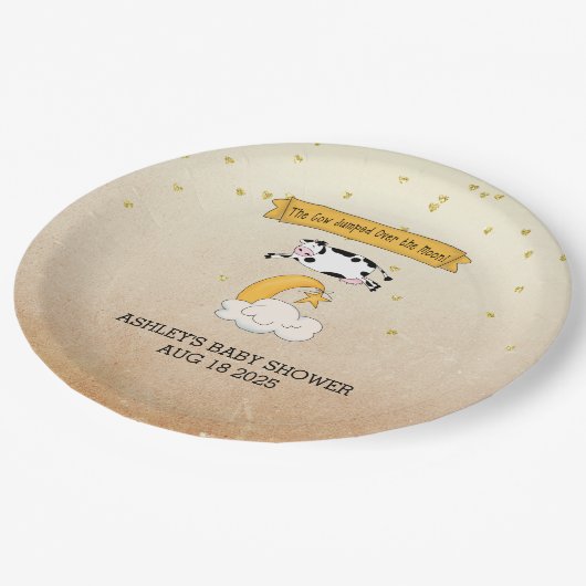 De Koe zweeft over het moonboek Papieren Bordje (Gekanteld)