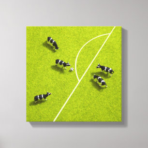 De koeien die voetbal spelen canvas afdruk