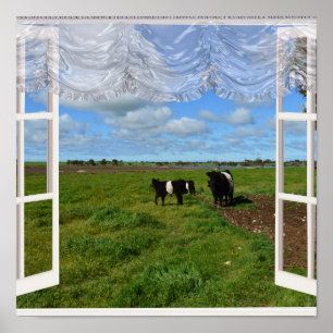 De Koeien van de Galloway door een Venster, Poster