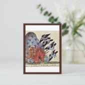 De koeien vegen hun vleugels met het vuur dat bran briefkaart (Staand voorkant)