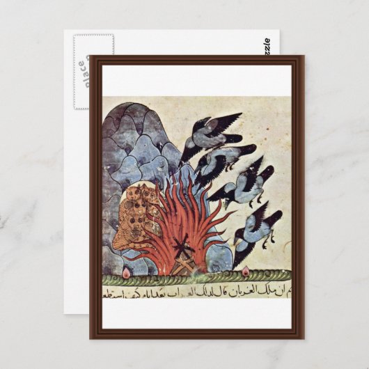 De koeien vegen hun vleugels met het vuur dat bran briefkaart (Voorkant / Achterkant)