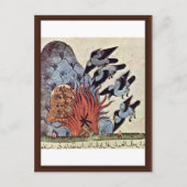 De koeien vegen hun vleugels met het vuur dat bran briefkaart (Voorkant)